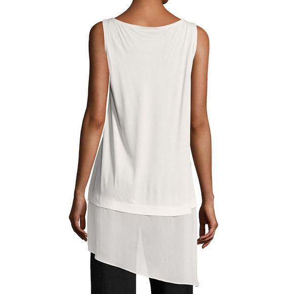 Stretch Silk Jersey Asym Sheer Silk Hem Tunic M - Picture 2 of 5